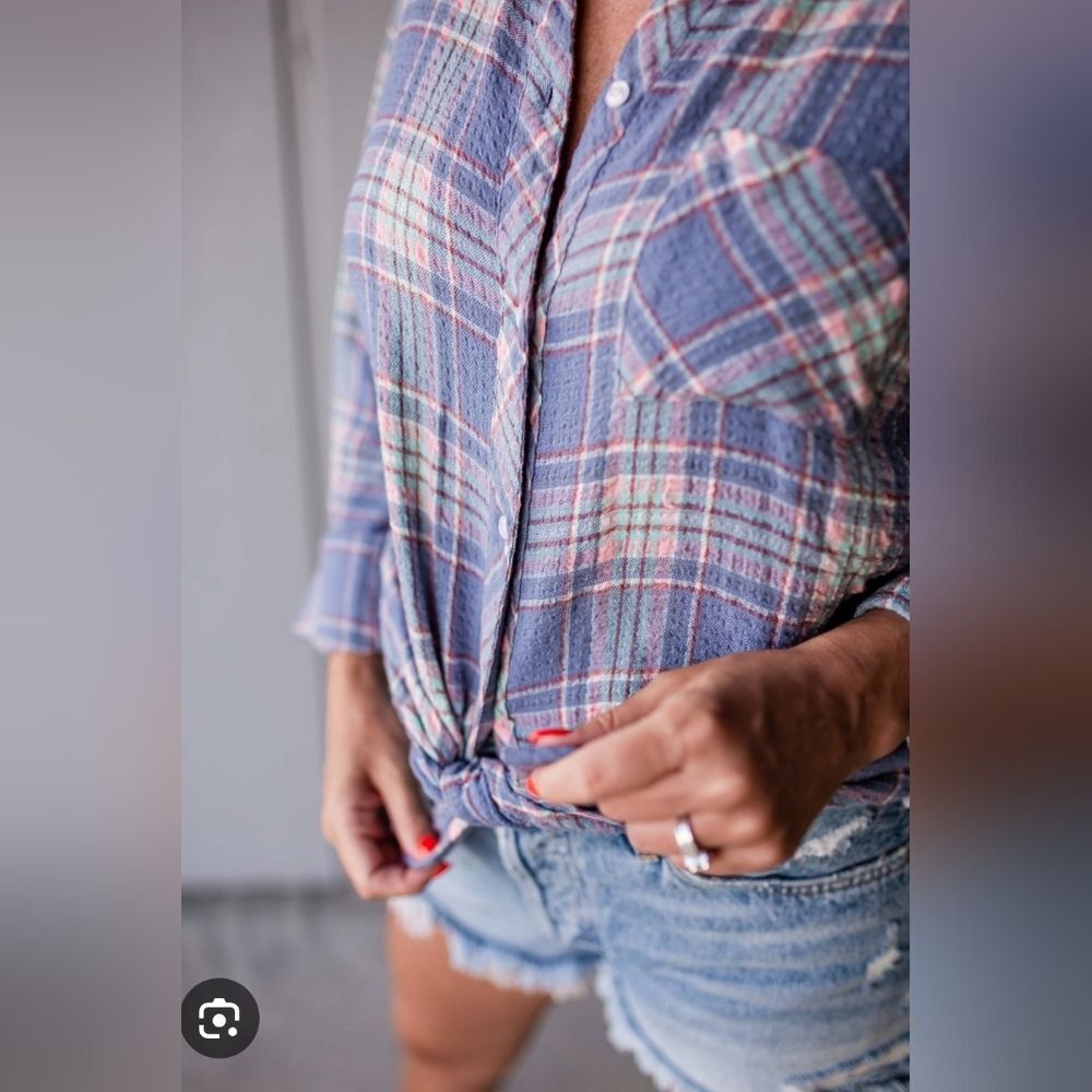 Rails Brady Blue Mint Rose Shirt Size Small